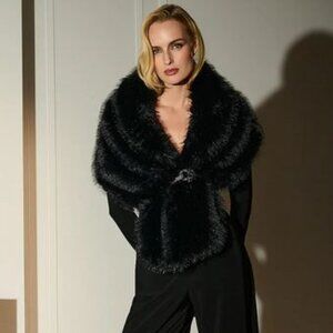 Faux Fur  Black Stole -NEW